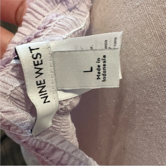 Nine West Light Purple Puffy Sleeve Off the Shoulder Versatile Shirt - Picture 12 of 16